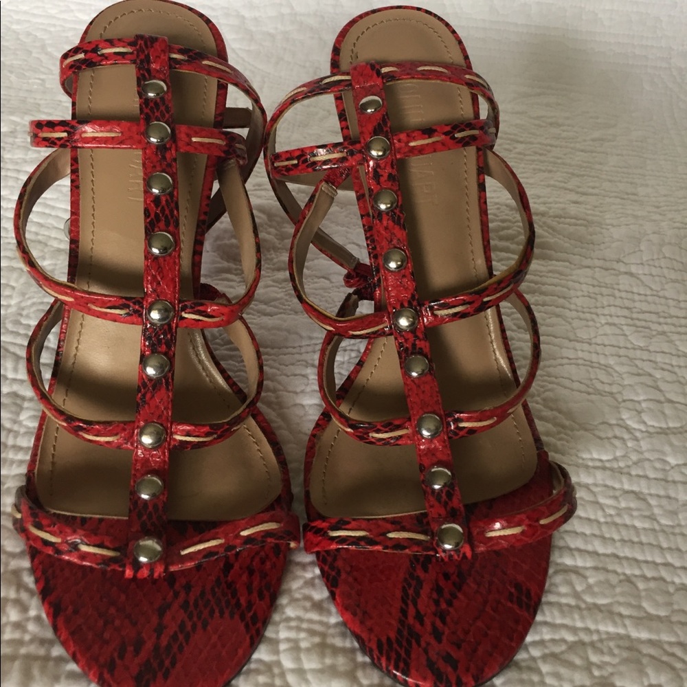 Red strappy heels